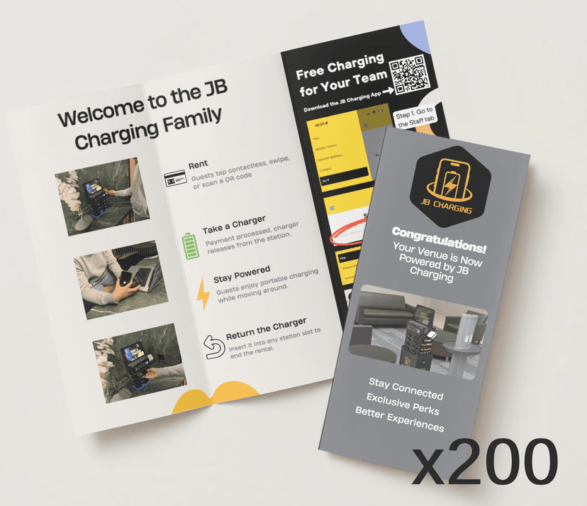 JB Charging Business Marketing Brochure for Network Builders - Mobile Charging Station Promotional Materials