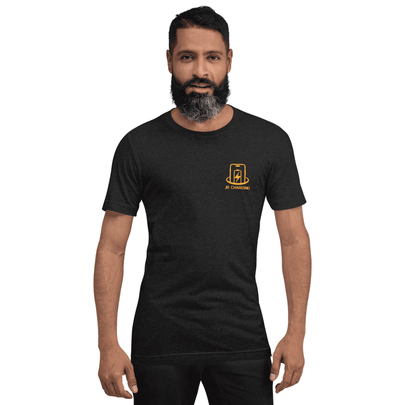 Male Model Wearing JB Charging Company Shirt - Professional Business Uniform T-Shirt