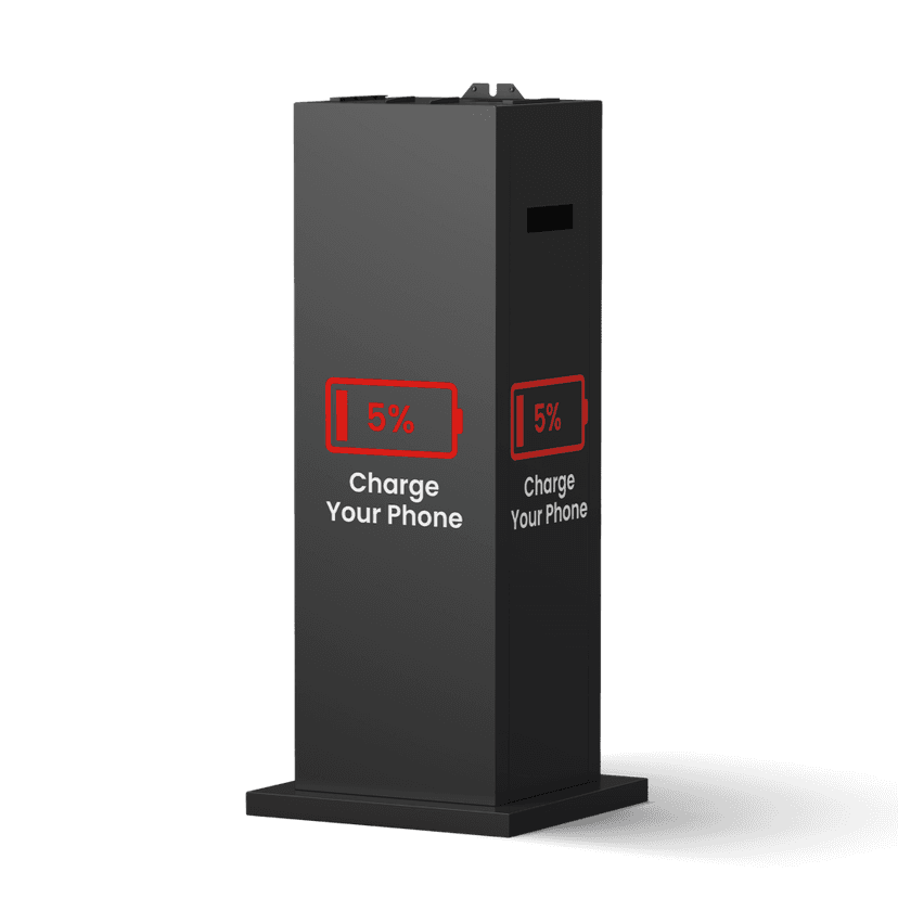 Professional Charging Station Stand Left Side View - Commercial Mobile Phone Charger Display Base